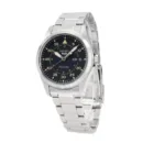Seiko 5 Sports Flieger Automatic Black Dial Silver Steel Strap Watch for Men - SRPH27K1
